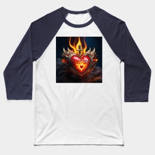 Sacred Heart in Flames Baseball T-Shirt